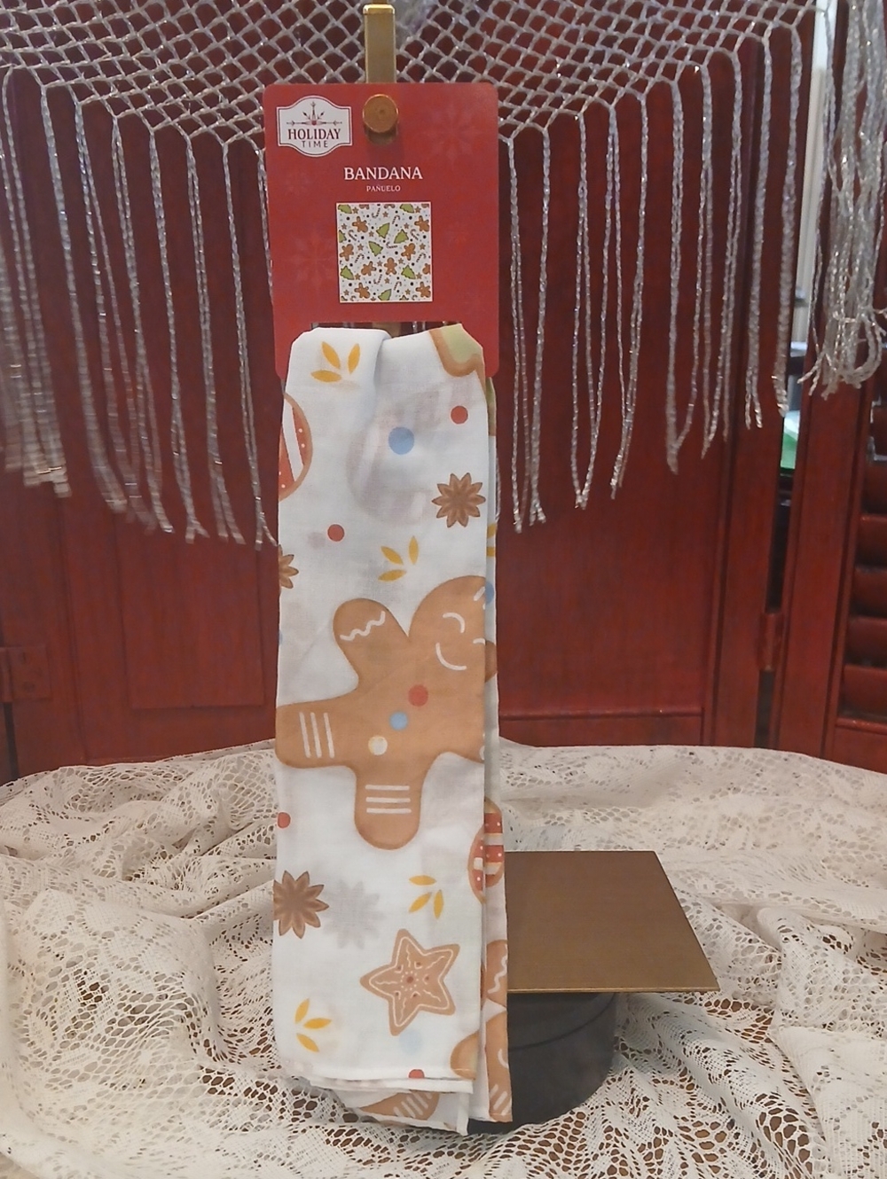 Holiday Time White and Brown Gingerbread Bandana